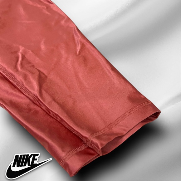 NIKE Pro High Rise Leggings DA0570-671 Canyon Rust Metallic link logo band - Picture 2 of 9